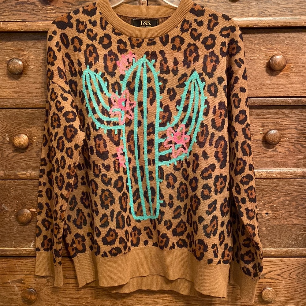 L&B Leopard/Cactus Sweater